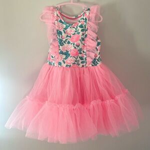 Pink Floral Tulle Party Dress for Girls